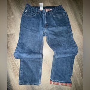 Carhartt | Women's Plaid Flannel Lined Jeans Medium Blue Light Wash SZ. 14x30